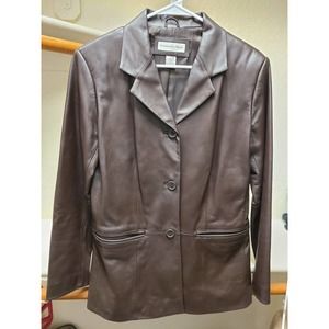 Jones New York Brown Leather Lamb Skin Jacket-Sm